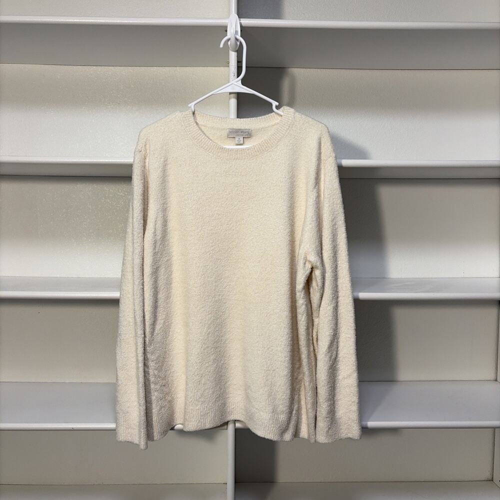 Barefoot Dreams CozyChic® Ultra Lite Crewneck Long Sleeve Ivory Pullover 2X